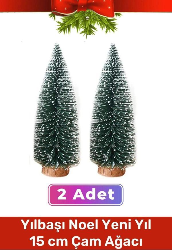Mini Çam Masaüstü Minyatür Dekorasyon Küçük Süs Kar Yeni Yıl Noel Yapay Sedir Ağacı 15cm 2 Adet - Image 1