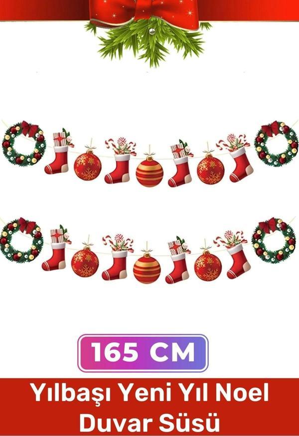 Özel Üretim Tek Taraflı Baskı Yeni Yıl Noel Yılbaşı Dekoratif Kağıt Banner Çelenk Duvar Süsü -165cm - Image 1