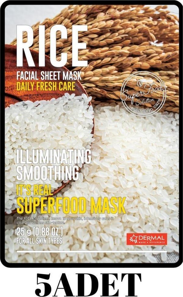 Dermal 5 ADET Superfood Pirinç Maskesi Aydınlatıcı ve Pürüzsüzleştirici Etki - Image 1