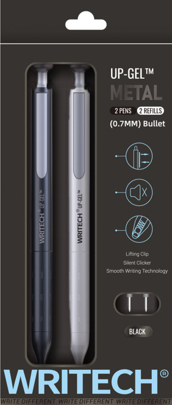 WRITECH W-0156 METAL UP SİYAH-BEYAZ GÖVDE 0,7MM MAVİ JEL KALEM - 2'Lİ - Image 1