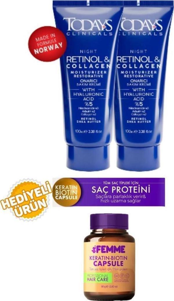Todays Clinicals Onarıcı Krem 100ml 2 Adet+De femme Saç Proteini Hediyeli - Image 1