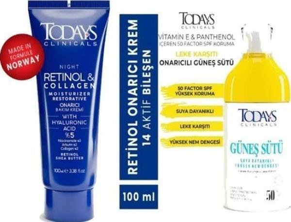 TODAYS CLİNİCALS Onarıcı Krem - Retinol 100 ml + Güneş Sütü 50 + Spf Yüksek Koruma Leke Karşıtı 100 ml - Image 1