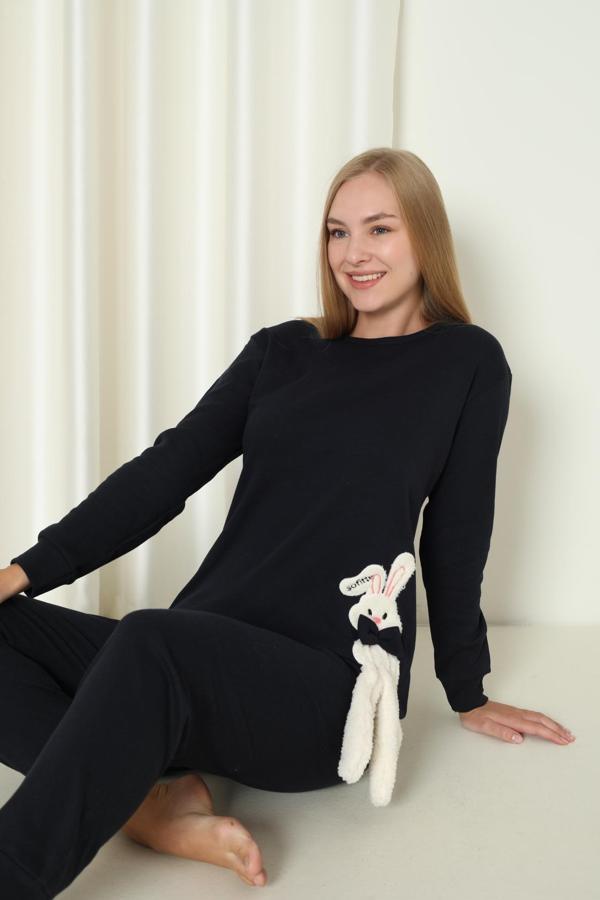 Fwn 4002 İnterlok Kışlık Tavşanlı Kadın Ev Pijama Takımı - Image 1
