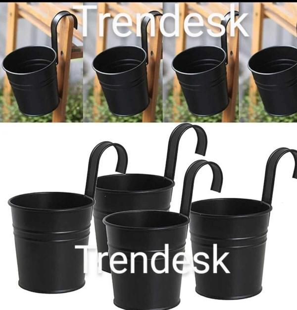 Trendesk Askılık Ferforje  Siyah Saksı Orta Boy 4 Adet - Image 1