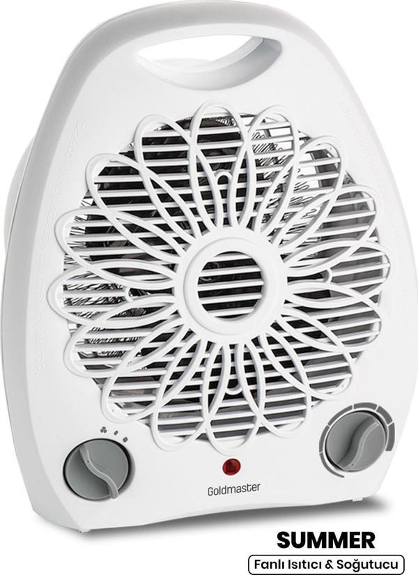 Summer Beyaz 2000 Watt Isıya Dayanıklı Sıcak Ilık Soğuk Devrilme Emniyetli Isıtıcı Fan - Image 1