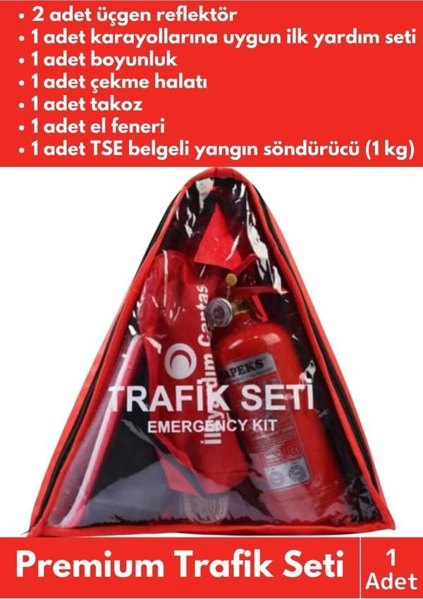 Premium Tüvtürk Uyumlu TSE Belgeli Bez Çantalı Karayollarına Uygun Araç Oto Araba Üçgen Trafik Seti - Image 1
