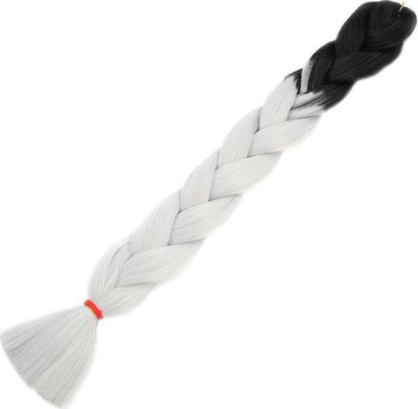  Afrika Örgülük Sentetik Ombreli Saç 100 Gr. - Siyah / Açık Gri - Image 1