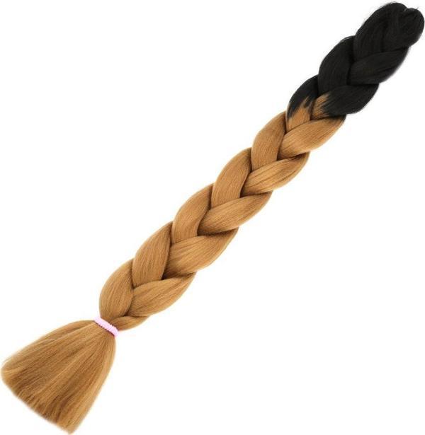  Afrika Örgülük Sentetik Ombreli Saç 100 Gr. - Siyah / Karamel - Image 1