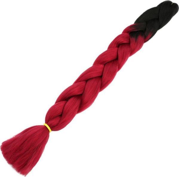  Afrika Örgülük Sentetik Ombreli Saç 100 Gr. - Siyah / Kızıl - Image 1