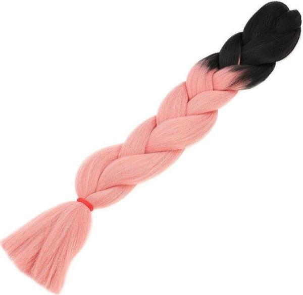  Afrika Örgülük Sentetik Ombreli Saç 100 Gr. - Siyah / Pudra Pembe - Image 1