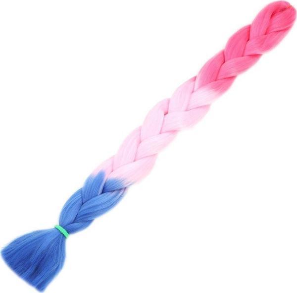  Afrika Örgüsü Ve Rasta İçin Sentetik Ombreli Saç - Koyu Pembe / Açık Pembe / Mavi - Image 1
