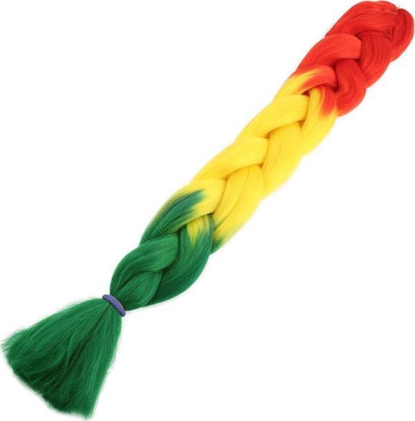  Afrika Örgüsü Ve Rasta İçin Sentetik Ombreli Saç - Turuncu / Sarı / Yeşil - Image 1