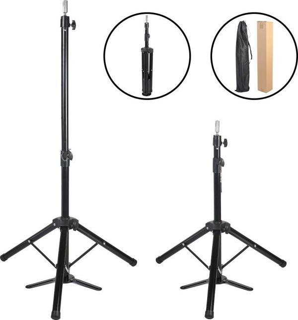  Kuaför Eğitim Mankeni İçin Ayaklı Metal Tripod - Siyah + Taşıma Çantası - Image 1