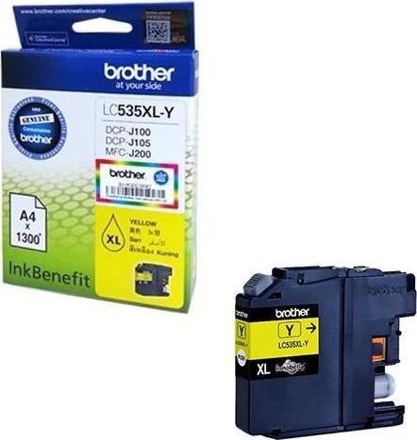 Brother LC535XLY Yellow Sarı 1.300 Sayfa Kartuş DCP-J105 MFC-J200 - Image 1