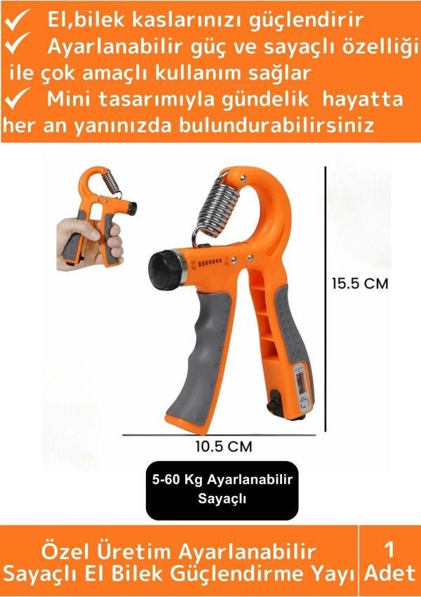Özel Üretim El Bilek Kol Güçlendirici Kas Yapma Ayarlanabilir Sayaçlı Bilek Güçlendirme Yayı 5-60 Kg - Image 1