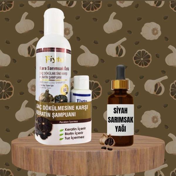 Çare Burada Kara Sarımsak Özlü Saç Dökülmesine Karşı Keratin Şampuanı 400 Ml Ve Siyah Sarımsak Yağı 20 Ml - Image 1