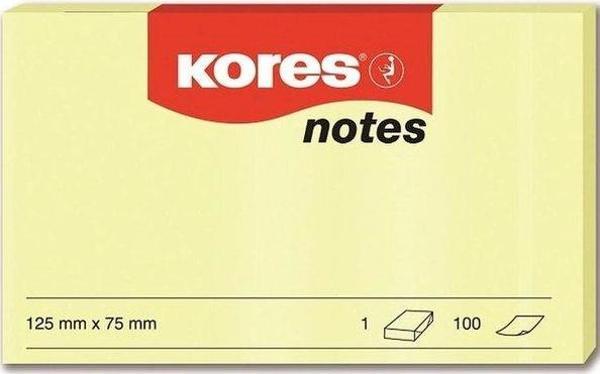 Kores Yapışkanlı Sarı Not Kağıtları 125x75mm, 100 sayfalık blok 46125 - Image 1