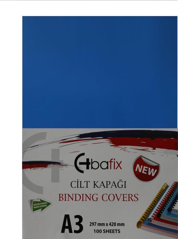 Bafix Cilt Kapağı Plastik Opak A3 160 Micron Mavi Cilt Kapağı 100 Lü Paket - Image 1
