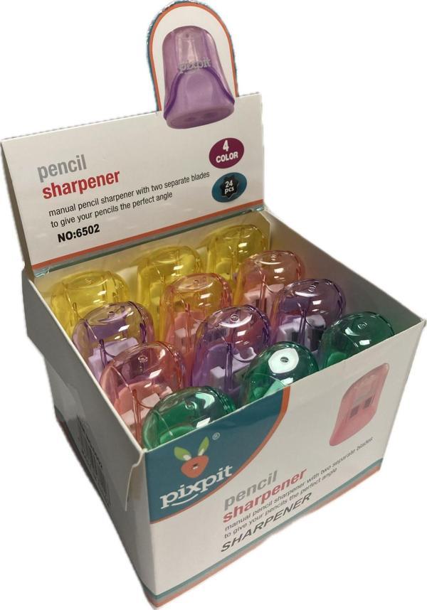 Bafix Pixpit Kalemtıraş Çiftli Hazneli Kalemtıraş 24 Lü Paket - Image 1