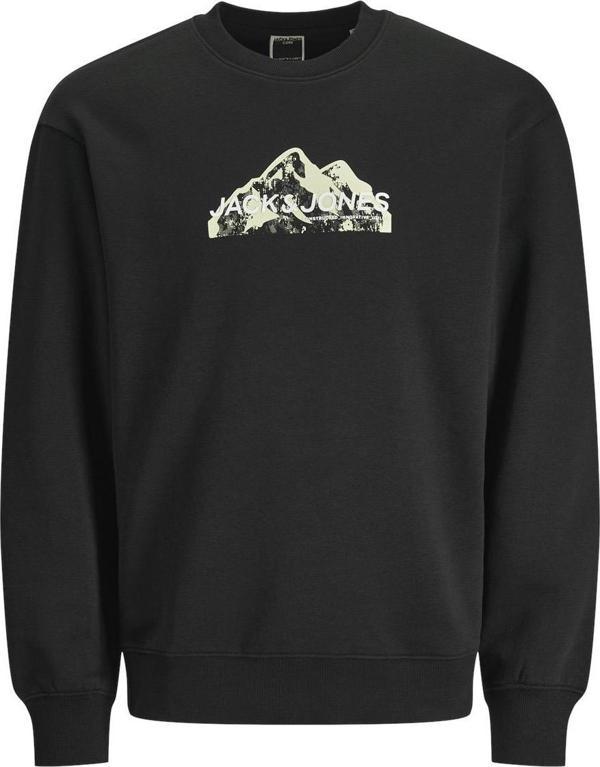 Jack&Jones 12262094 Jcomountain Logo Sweat Crew Neck Siyah - Image 1