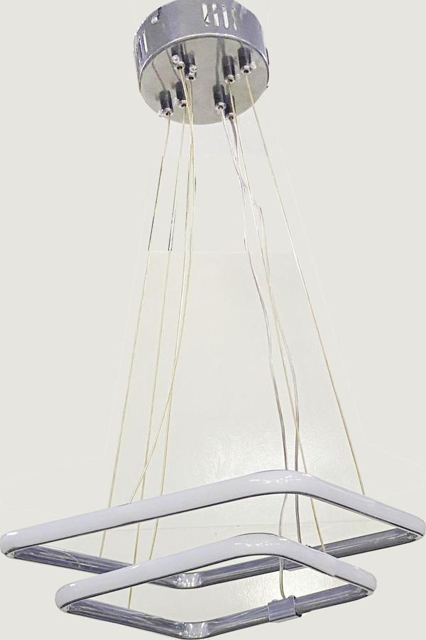 Kare Led Avize 2Li Sarkıt Model Avize Krom - Image 1