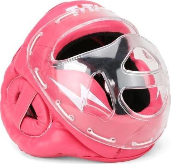 Titan Sport Yüz Korumalı Boks Kaskı , Pembe Camlı Model - Image 1