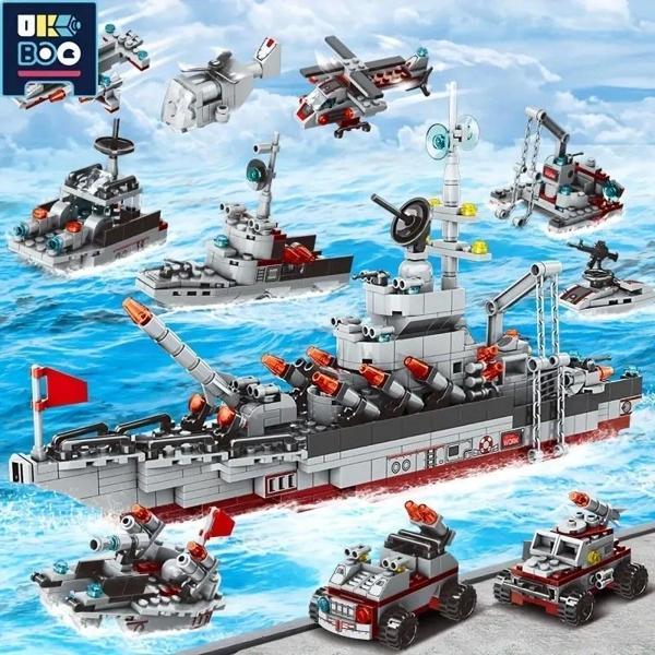 Savaş Gemisi  Yapı Blokları Seti 575 Parça 6-12 Yaş Askeri Savaş Gemisi Eğitici Bulmaca oyuncak Mode - Image 1