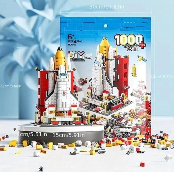 UZAY MEKİĞİ BULDING BLOCKS 1000 Parça 6+ YAŞ Puzzle Uzay Yolculuğu Eğitici Bloklar Hediye - Image 1