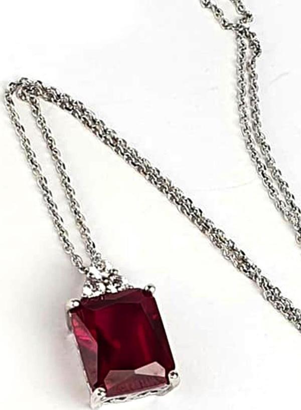 Sky Diamond Red creative rubies 925 ayar gümüş lüks baget kolye - Image 1