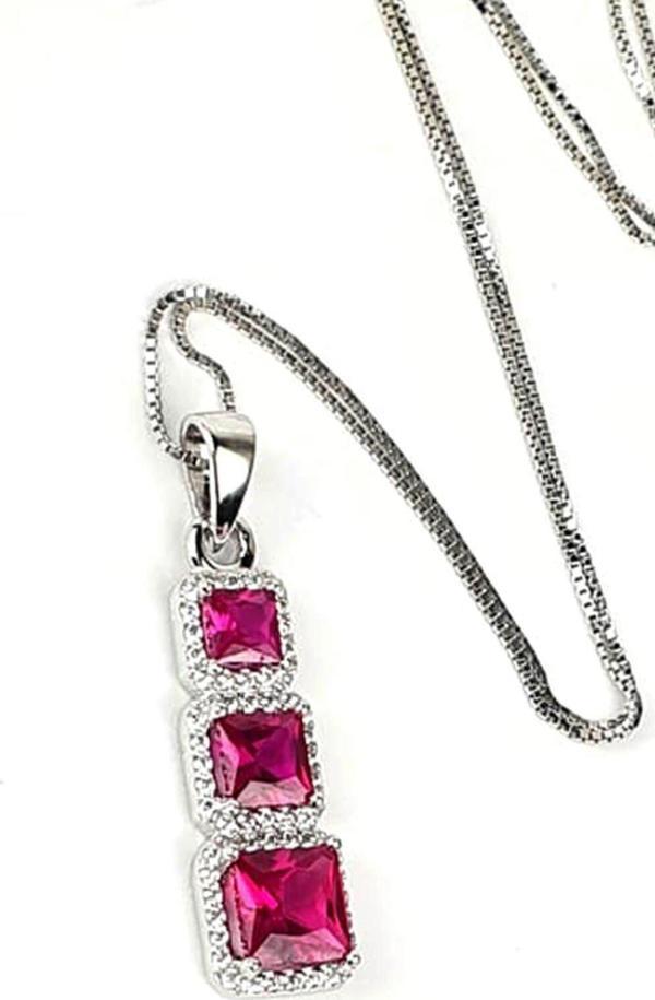 sky Diamond Red creative rubies 925 ayar gümüş lüks kolye - Image 1