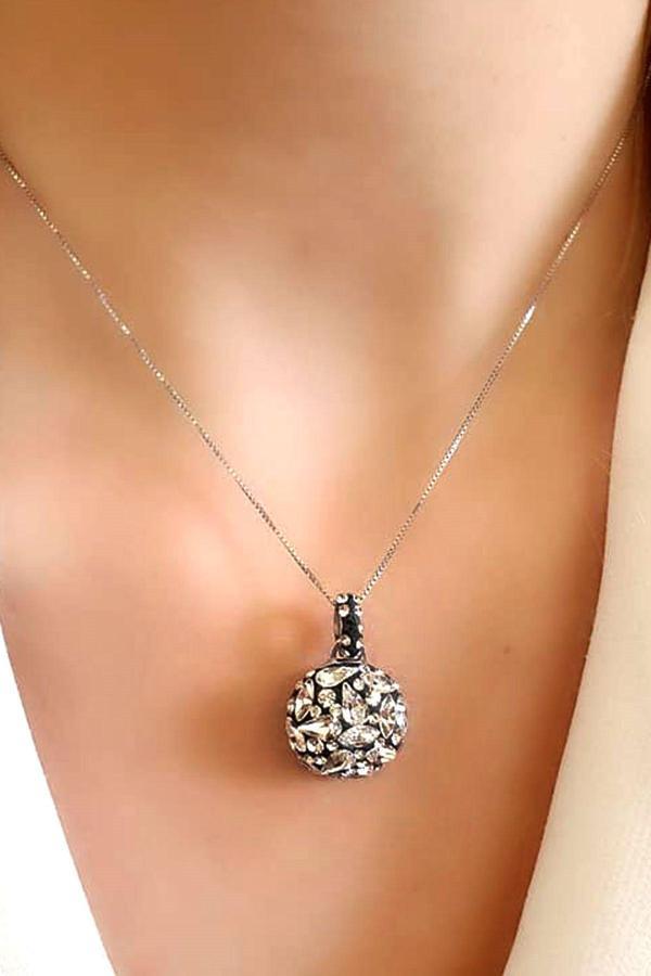 Swarovski taşlı 925 ayar gümüş lüks kolye - Image 1