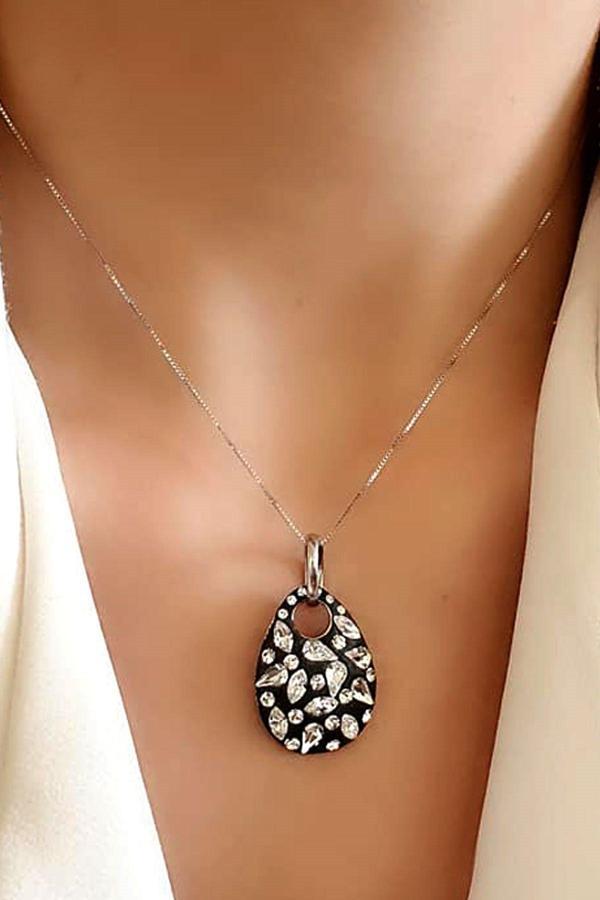 Swarovski taşlı 925 ayar gümüş lüks kolye - Image 1