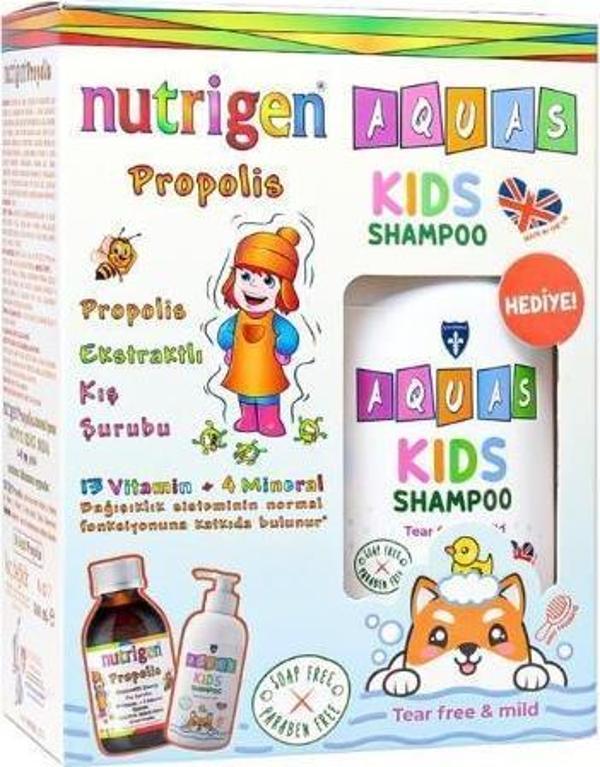 Nutrigen Propolis Şurup Portakal Aromalı 200 ml + Aquas Kids Şampuan - Image 1