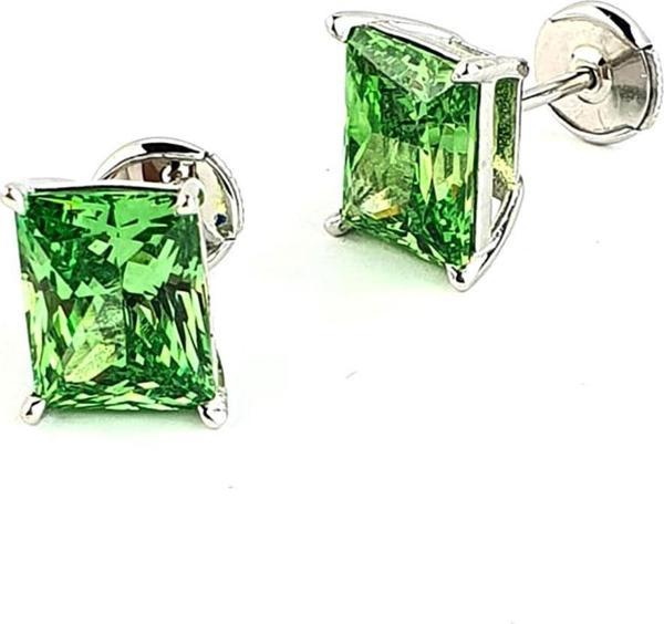 Yeşil Peridot Taşlı 925ayar Gümüş Exclusive Şık Baget Küpe  - Image 1