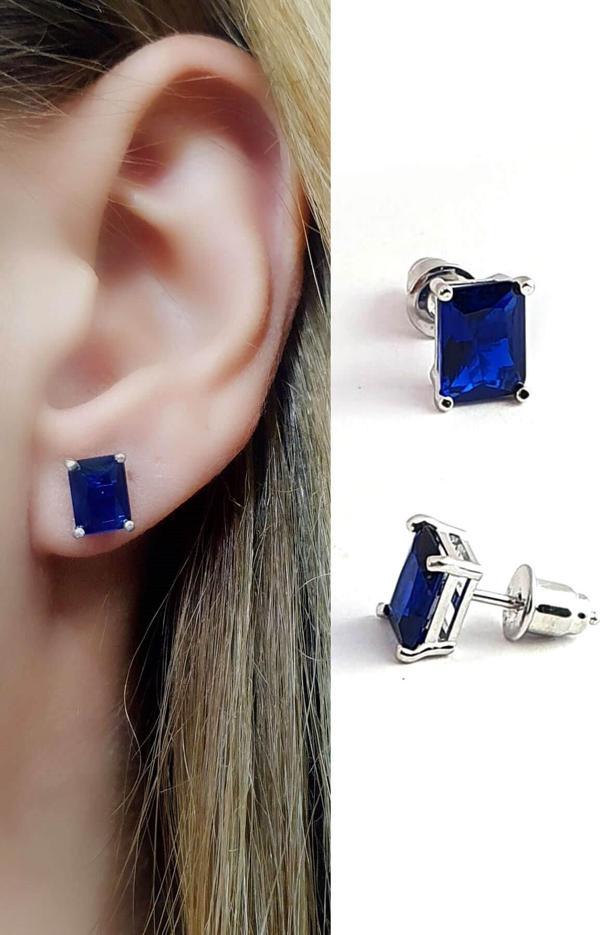 Sky Diamond Blue Creative Sapphire Taşlı 925 ayar Gümüş Lüks Küpe - Image 1
