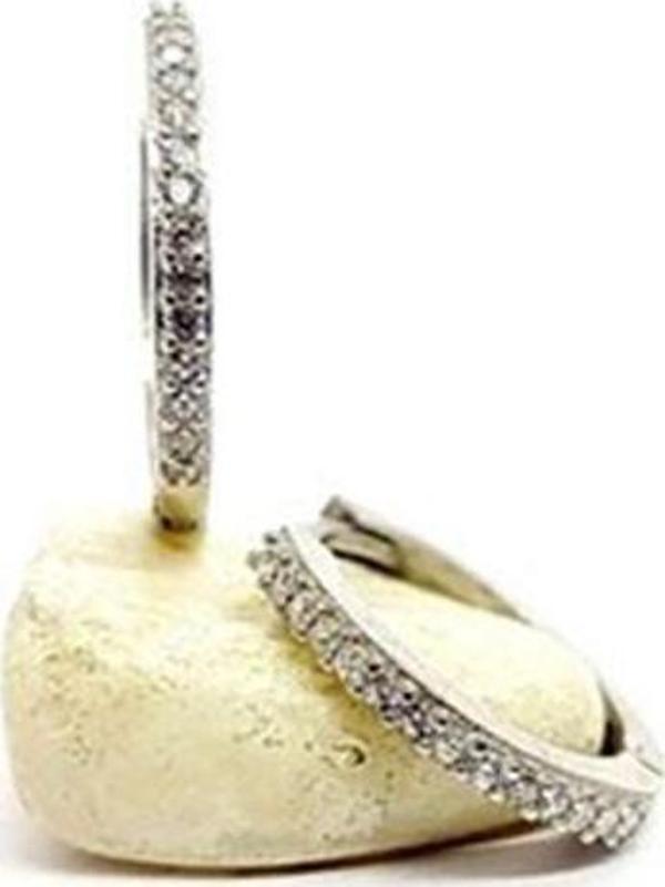 zirkon taşlı gümüş halka küpe - Image 1