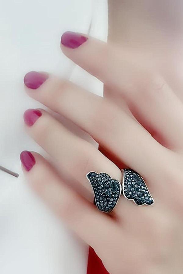 Swarovski taşlı 925 ayar gümüş ayarlanabilir yüzük  - Image 1