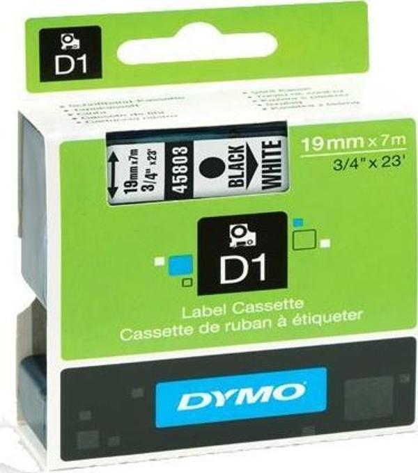 Dymo D1 Şerit Standart 19 MMx7 MT Beyaz Üzerine Siyah 45803 S0720830 - Image 1