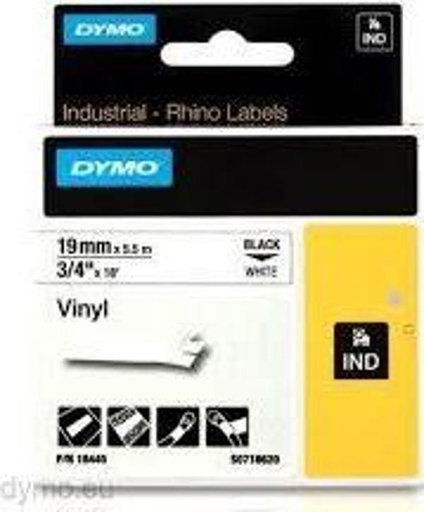 Dymo 18483 RhinoPRO SabitPolyester Şerit 12mmx5,5m Beyaz-Siyah - Image 1