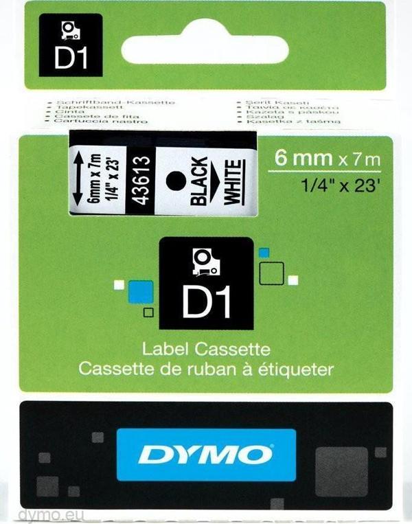 Dymo D1 Yedek Şerit, 6mmx7mt, Beyaz- Siyah (43613) - Image 1