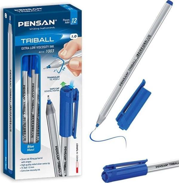 Pensan Tükenmez Kalem Triball 1.0 MM Bilye Uç Turkuaz 12 Lİ 1003 - Image 1