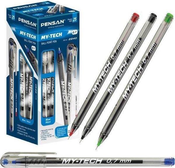 Pensan My Tech 0.7mm İğne Uç Mavi 25li Tükenmez Kalem 2240 - Image 1