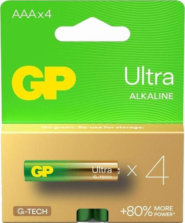 GP Batteries G-TECH Ultra Alkalin İnce LR03 - AAA Boy 1.5V Pil 4'lü Kart - Image 1