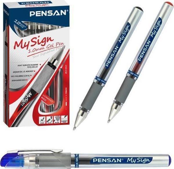 Pensan My Sign Jel 1.0mm Kırmızı 12li Roller Kalem - Image 1
