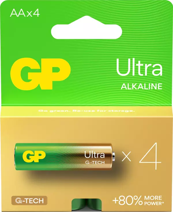 GP Batteries G-TECH Ultra Alkalin Kalem LR6 - AA Boy 1.5V Pil 4'lü Kart - Image 1