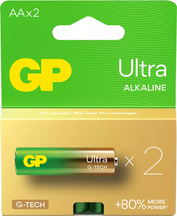 GP Batteries G-TECH Ultra Alkalin Kalem LR6 - AA Boy 1.5V Pil 2'li Kart - Image 1