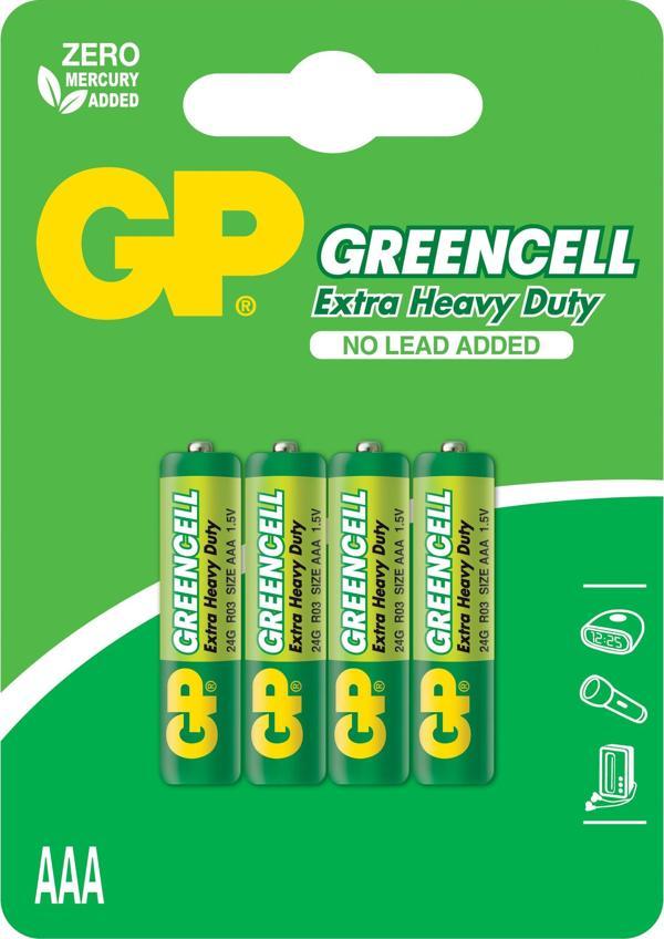 GP Greencel R03 AAA Boy İnce Çinko Kalem Pil 4'lü Paket GP24G-U4 - Image 1