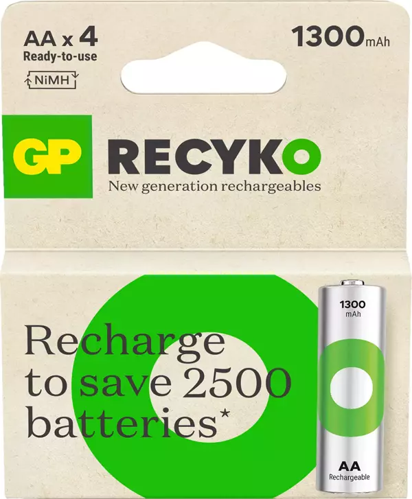 GP AA 1300 mAh Şarjlı Kalem Pil 4'lü Paket GP130AAHCEMTR-4LÜ - Image 1