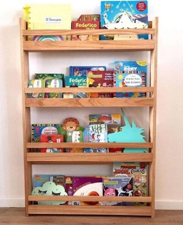 Roma Doğal Masif Ahşap Montessori Kitaplık - Image 1