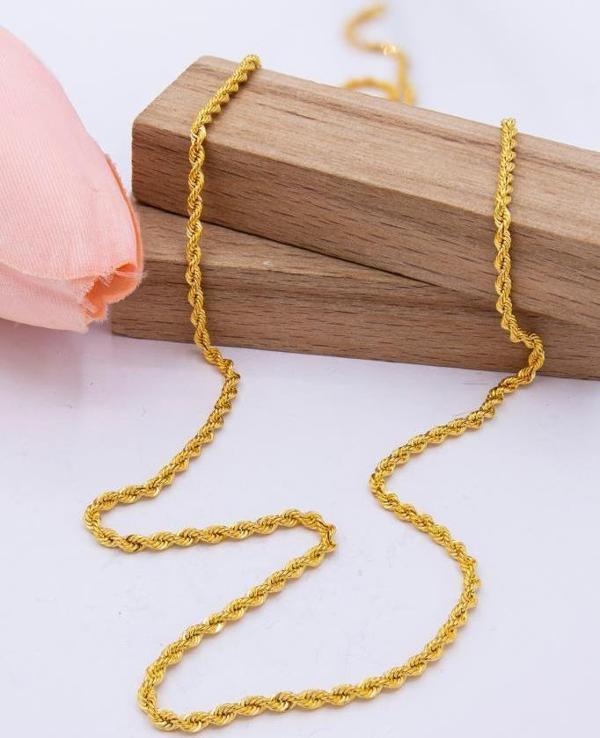 14 Ayar Altın 2 MM Kalınlık Halat Zincir 55 CM Uzunluk Kadın Altın Zincir Kolye - Image 1